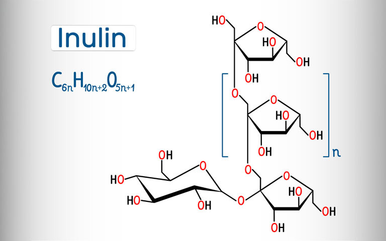 Structural formula and molecular composition of the dietary fibre inulin with its chemical formula shown as C6nH10n+2O5n+1 to illustrate dietary fibre mitigating the side effects of radiotherapy in prostate cancer in the DIETRICH study