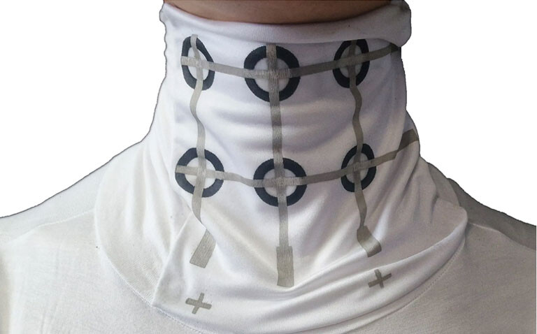 Photograph of a University of Cambridge research team's deep learning-enabled 'smart pyjamas' for capturing and classifying sleep disorders