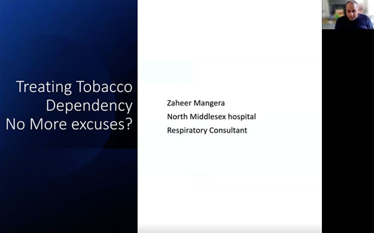 The title slide of Dr Zaheer Mangera's Clinical Excellence session on modern smoking cessation