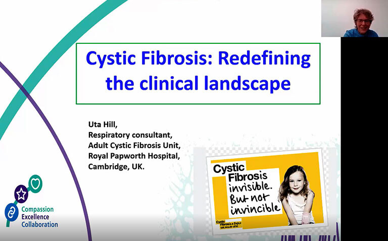 The title slide of Dr Uta Hill's Clinical Excellence session on cystic fibrosis