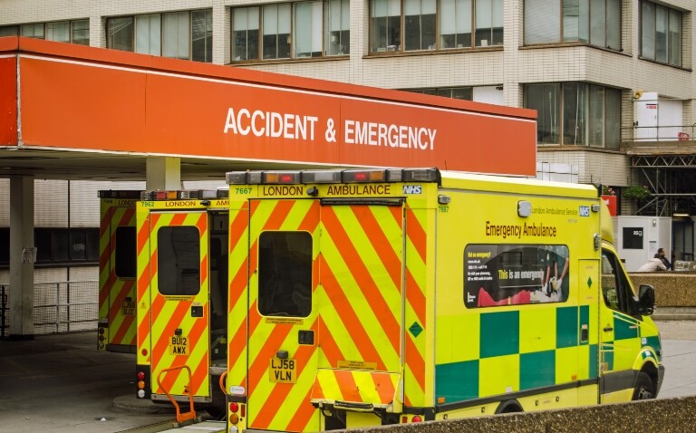 Two ambulances outside an Accident and Emergency Department to illustrate England's new Urgent and Emergency Care Plan