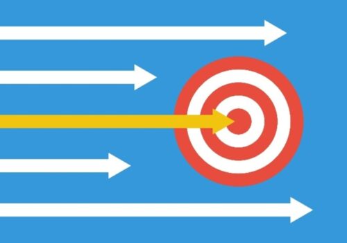 A red and white target on a blue background with white arrows approaching it from the left and a yellow arrow reaching the middle to illustrate immunometabolic dysfunction emerging as potential diabetic cardiomyopathy treatment target